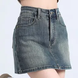 DressBerry Denim A-Line Above Knee Skirt-picture-35