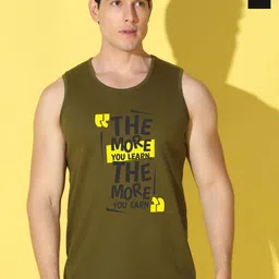WOOSTRO Pack Of 2 Printed Combed Cotton Gym Vests VWS26(MORE OLIVE)(ENJOY BLACK)-image-77