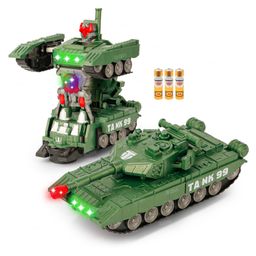 Fiddlerz Automatic Deformation Bump & Go Function Army Tank with Light & Music - (Color May Vary)-10
