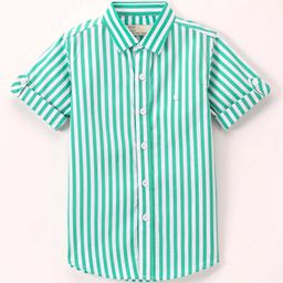 Jash Kids Half Sleeves Striped Shirt - Green-image-2
