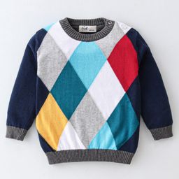 Simply Cotton Knitted Full Sleeves Sweater with Chevron Design (Color May Vary)-image-54