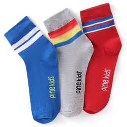 Pine Kids Spandex Ankle Length Design Socks Pack of 3 - Multicolour-image-20