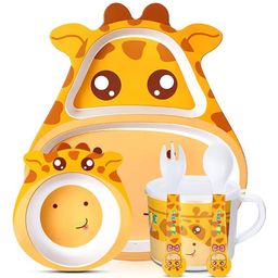 AKN TOYS Giraffe Bamboo Dinner Set For  Baby Feeding Animal Shape Reusable Enjoy Pasta Noodle Bowl Soup Ice Cream (COLOR MAY VARY)-picture-18