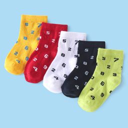 Cute Walk by Babyhug Anti Bacterial Cotton Rich Non Terry Ankle Length Socks Pack Of 5 - Multicolour-picture-11