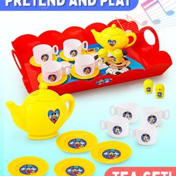 Toysire Tea Tray Set 12pc Tea Party Pretend Playset for Kids, Teapot Play Set Pretend Play Set Girls Kitchen Toy Teapot Gift for Toddler Kids-106