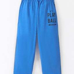 Taeko Single Jersey Knit Full Length Fleece & Woollen Pant with Text Print - Royal Blue-image-16