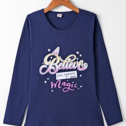 Olio Kids Cotton Knit Full Sleeves Winter Wear T-Shirt With Text Print - Navy Blue-picture-25