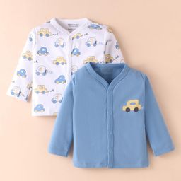 Wonderchild Pack Of 2 Full Sleeves Car Printed & Embroidered Vests - Blue & White-image-35