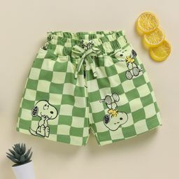 Biskid Sinker Knit Peanuts Featuring Snoopy Printed Shorts - Green-image-84