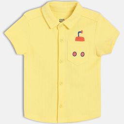 MINI KLUB Cotton Knit Half Sleeves Submarine Embroidered Shirt - Yellow-image-45