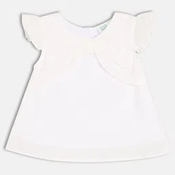 MINI KLUB Cotton Woven Frill Sleeves Swiss Dot Embroidered Top - White-picture-46