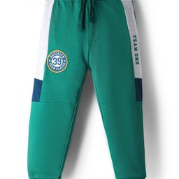 Babyhug French Terry Knit Full Length Lounge Pant With Text Patch - Green-picture-18