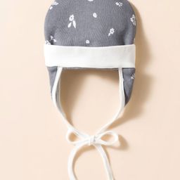 Ben Benny Fleece Knit Baby Cap With Floral Print Grey - Diameter 12 cm-picture-39