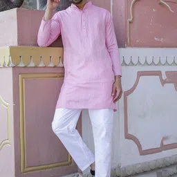 Stuffie Land Men Striped Cotton Kurta with Pyjama-picture-16