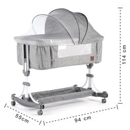 fab n funky Bassinet with Mosquito Net & Storage- Grey image 3