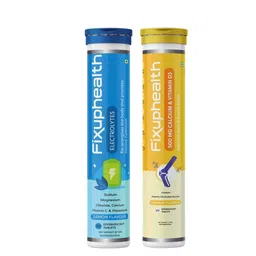 Fixuphealth Electrolyte Effervescent - 20 tablets & Calcium 500mg Bone Muscles- 20Tablet-30