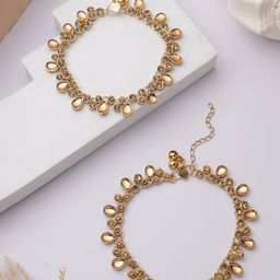 ANIKAS CREATION Gold-Plated Kundan Anklet-image-65
