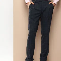 INVICTUS Men Weft Stetch- 2 Way Comfort Stretch Checked Slim Fit Trousers-image-94