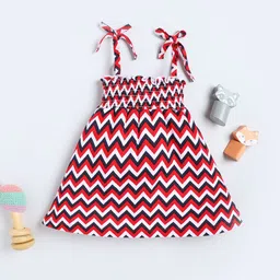 YK X Tinyo Chevron Striped Smocked Cotton Fit & Flare Dress-picture-58