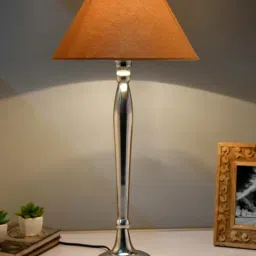 Homesake Silver Royal Ovoid Chrome Lamp with Golden Shade (Bulb Included) - Set of 1-46