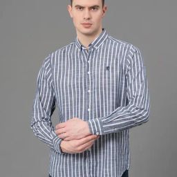 Red Tape Blue Regular Fit Striped Shirt-image-19
