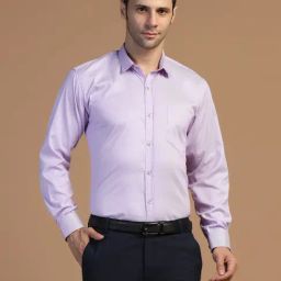 TAHVO Purple Regular Fit Striped Shirt-image-18