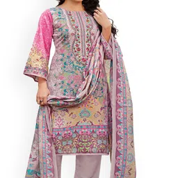 DRAVINAM Trends Floral Embroidered Pure Cotton Unstitched Dress Material-image-71