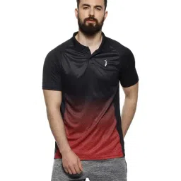 Campus Sutra Red & Black Polyester Polo T-Shirt-image-4