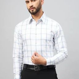 Louis Stitch White Cotton Regular Fit Checks Shirt-image-38