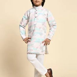 Pro-Ethic Style Developer Kids Pink Printed Full Sleeves Kurta with Pyjamas-image-82
