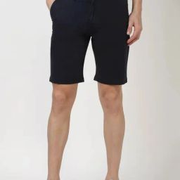 Peter England Navy Cotton Regular Fit Shorts-picture-35
