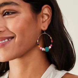 Accessorize London Women's Multi Beaded Hoop Drop Earrings-image-99