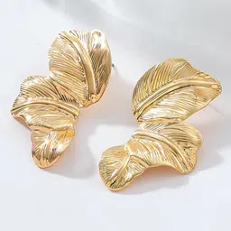 FIMBUL Gold-Plated Leaf Shaped Studs-image-66