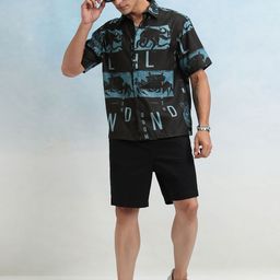 HIGHLANDER Men Cutaway Collar Graphic Printed Oversized Casual Shirt-image-41