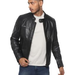 Royal Enfield Black Straight Fit Jacket-image-42
