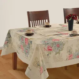 Swayam Beige & Pink 4 Seater Cotton 200 TC Table Cloth - Set of 1-44
