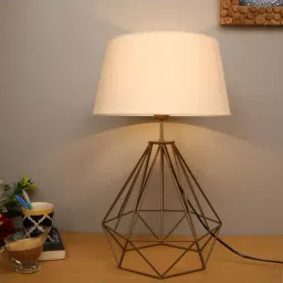 Homesake White & Gold Metal Table Lamp With Light Bulb - Set of 1-40