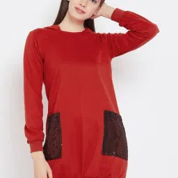 Belle Fille Red Embellished Sweatshirt-image-5