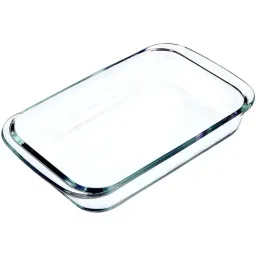 Femora Transparent Borosilicate Glass Rectangle Microwave Oven Safe Baking Dish (1.6 L) - Set of 1-6