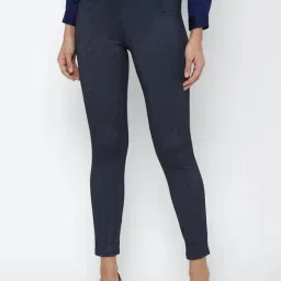 Allen Solly Navy Regular Fit Rayon Flat Front Trousers-image-17