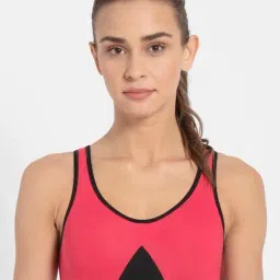 Jockey Pink Color Blocked Sports Bra-picture-36
