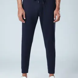 The Souled Store Navy Cotton Regular Fit Self Pattern Joggers-image-48