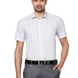 Park Avenue White Regular Fit Checks Shirt-picture-0