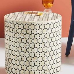 Casagold Targua Drum Bone Inlay Side Table - Black-35