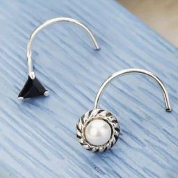 Zavya 92.5 Sterling Silver The Black & White Duo Nose Pin for Women - Set of 2-image-93
