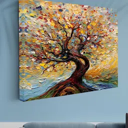 Aura Brown & Blue 1 Piece Canvas Floral and Botanical Wall Paintings-image-29