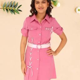 Cutecumber Kids Dusty Pink Regular Fit Dress-picture-45