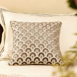 Pure Home and Living Light Brown Cotton Embroidered Square Cushion Cover-picture-42
