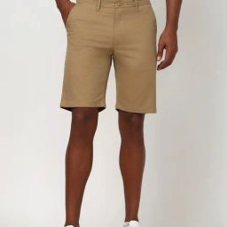 Peter England Khaki Cotton Regular Fit Texture Shorts-picture-29