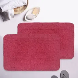 BIANCA Ultra-Soft Fluffy Bath Mat With Non-Slip Rubber Backing -2pc Large (plush) solid-red image 1